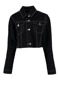 Vestes courtes simples et courtes pour femmes en jean personnalisées OEM Vestes denim pour femmes lavées à l'acide - Product Image 2