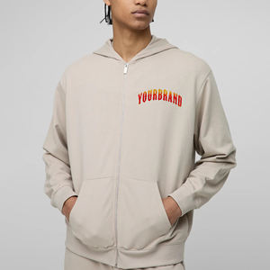 Custom Heavyweight 100% algodón Sudadera con capucha de gran tamaño Drop Shoulder Full Zip con para Puff Print y Logo para el invierno - Product Image 1