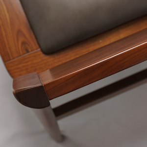 Banc de salle à manger en bois de noyer massif Rembourrage en cuir de vachette italien Style ferme Bois dur durable | | BESIMI - Product Image 4