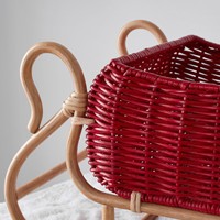 Ornements en rotin de luxe tissé à la main naturel décoré traîneau de Noël avec emballage cadeau personnalisé fournitures de fête