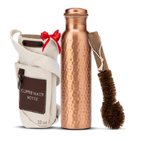Bouteille d'eau 100% cuivre pur |   Étanche et durable |   Bouteilles en cuivre qui améliorent naturellement la santé, avec sac et brosse de nettoyage