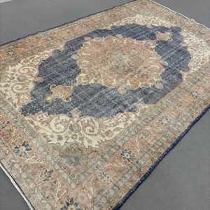 Alfombra Vintage Extra Grande de 6.7x10.6 pies, Alfombra Turca con Diseño Floral Azul - Product Image 2