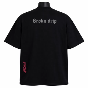 Camiseta de algodón negra transpirable para hombre, manga corta, cuello redondo, corte regular, estilo urbano, diseño frontal con estampado de letras - Product Image 3