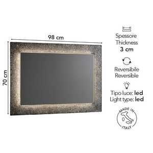 LED <b>Mirror</b> with Reversible Ice Glass Grit Frame 98x70 Inches - Product Image 2