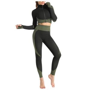 Meilleure vente Ensemble de yoga pour femmes 2 pièces sans manches, respirant, fermeture à cordon de serrage, tenue de sport sans couture, survêtement - Product Image 3