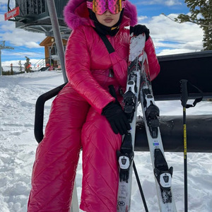 Combinaison <span class=keywords><strong>de</strong></span> ski <span class=keywords><strong>de</strong></span> snowboard d'extérieur à capuche avec col en fourrure, veste coupe-vent et chaude, combinaison <span class=keywords><strong>de</strong></span> ski brillante - Product Image 3