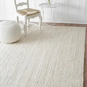 Hot Selling Plain White Jute Area Rug Home Decor Braided Rugs Direct at Factory Price