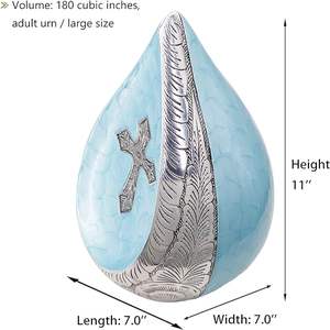 โกศใส่ศพอลูมิเนียมเคลือบสีฟ้าอ่อนสวยงาม - Product Image 2