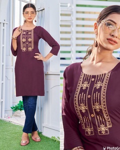 คอลเลกชันใหม่ kurti สั้นหลากสีพร้อมงานปักที่สมบูรณ์แบบสำหรับงานแต่งงานและชุดสวมใส่กลางแจ้งจากอินเดีย - Product Image 3