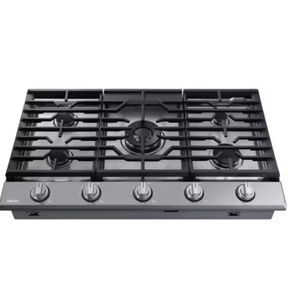 EN STOCK Plaque de cuisson intelligente à gaz naturel 5 brûleurs de 36 pouces avec brûleur gril et fonction DIY, en acier inoxydable de qualité industrielle, OEM disponible - Product Image 1