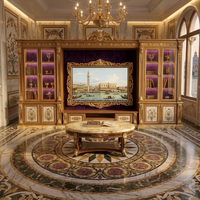 Canapé classique européen en velours violet avec structure en bois sculpté et détails dorés pour les intérieurs de villas de luxe
