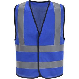 Gilet de sécurité réfléchissant bleu de haute qualité pour la construction - Vêtements de travail personnalisables avec logo et éclairage LED pour la circulation en chantier - Product Image 1