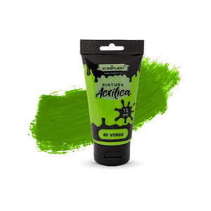 Set di vernice per dita acrilica verde da 75ml per materiale plastico con pigmento certificato En71 per pittura superficiale su carta su tela - Product Image 1