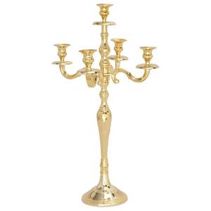 Candelabro de Metal de 5 brazos de diseño antiguo, portavelas con acabado dorado para Decoración de mesa, decoración de boda, precios muy baratos - Product Image 4