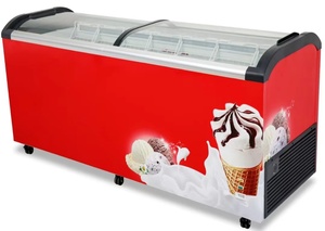 Dusung ngực Showcase siêu thị <span class=keywords><strong>Ice</strong></span>-<span class=keywords><strong>cream</strong></span> đôi cong Glass Top Tủ đông hiển thị tủ đông - Product Image 6