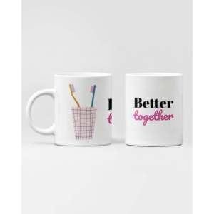 Modern 330ml Better Together <b>Ceramic</b> Stoneware <b>Mug</b> <b>for</b> Couples Microwave Safe with <b>Lid</b> <b>for</b> Weddings and Halloween Stocked - Product Image 1