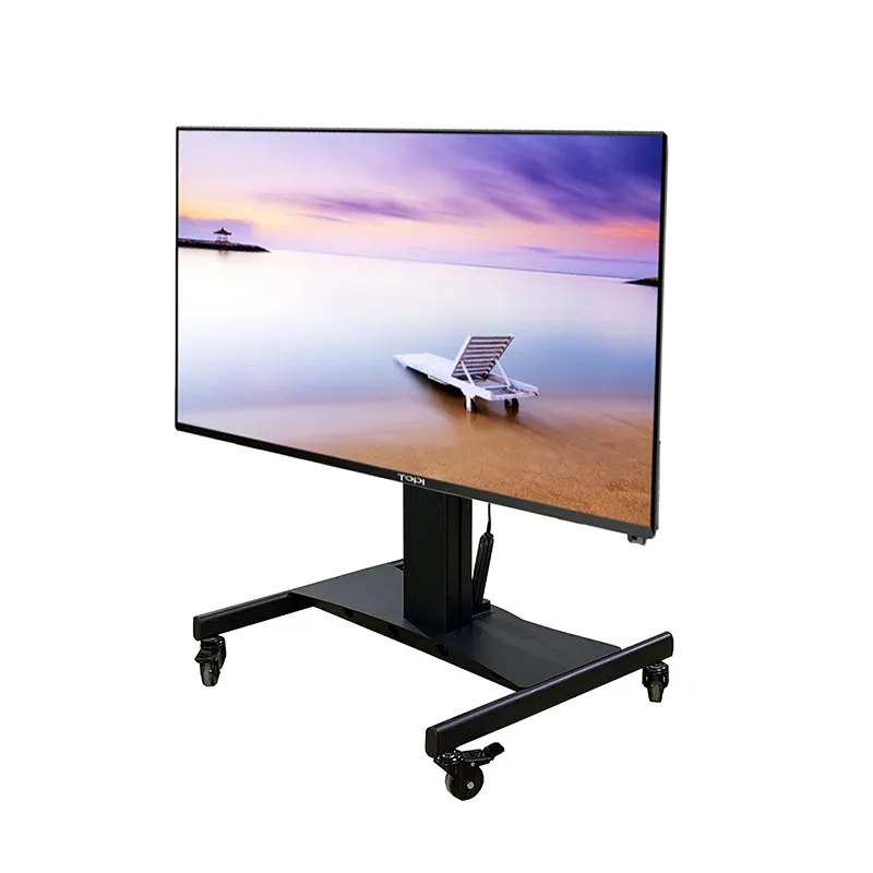 China Cheap Electric Flip LCD Tv Stand Height Adjustable Mobile Tv Cart Stand Floor Stand Movable Mount for Tv Screen