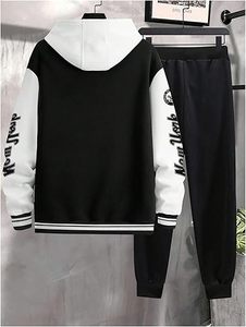 Conjunto Deportivo de Felpa Técnica con Estampado de Letras Universitarias Personalizadas, Chaqueta con Cremallera y Pantalones Jogger para Hombre, Talla Grande - Product Image 6