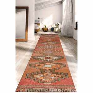 Red Turkish <b>Rug</b>: <b>Boho</b> Salon Decor, Large Area <b>Rug</b>, Printed,Nonwoven Thin <b>Rug</b> - Product Image 1
