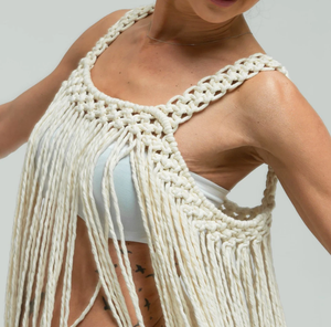 Robe de fête pour votre mariée en coton tissé à la main vêtements de Festival Bustier haut court femmes robe de plage en macramé - Product Image 3