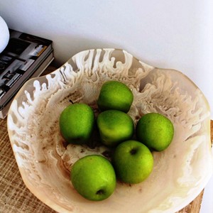 Bol à fruits en résine blanche polie à la main, lavable au lave-vaisselle, style moderne, art européen, écologique, origine indienne - Product Image 3