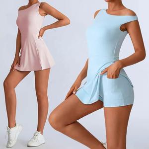 Vestido Deportivo de Yoga con Tirantes Cruzados en la Espalda y Sujetador Incorporado para Mujer, Ropa Deportiva sin Mangas de Alta Calidad - Product Image 3