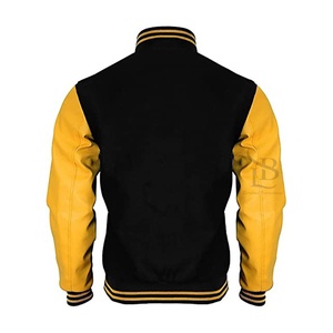 แจ็กเก็ตเบสบอลตัวอักษรสำหรับผู้ใหญ่สีดำดีไซน์ใหม่ออกแบบได้ตามต้องการฤดูหนาว - Product Image 5