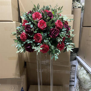 Hot Selling 40 60 80cm Super Big Wedding <strong>Table</strong> Flower Decoration High Quality Red Silk Rose and Babybreath Flower Center Pieces - Product Image 5