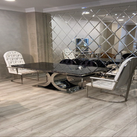 Verre taillé diamant Art Déco de luxe fait main et durable pour panneaux de miroirs muraux, design intérieur de salon, finition noire AE ZNM2