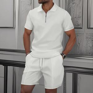 Nouveaux ensembles de t-shirts à glissière décontractés élégants Top Trending Ensemble de chemises shorts respirantes Ensemble de shorts de haute qualité pour hommes - Product Image 4