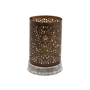 Maravillosa vela de metal votiva de tamaño mediano de forma redonda en color dorado para Decoración de mesa de hogar y boda personalizada - Product Image 3