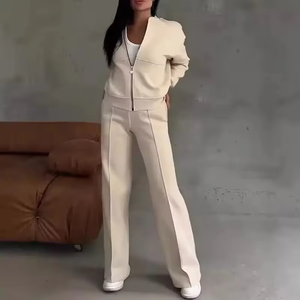 Conjunto de Sudadera con Capucha y Cremallera, 100% Algodón, Bordado Personalizado, Talla Grande, Forrado, Transpirable, para Invierno, Unisex, Diseño Sólido - Product Image 4