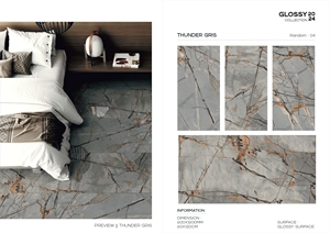 Azulejos de porcelana pulida brillante esmaltada de 600x1200mm, azulejos para el hogar con aspecto de mármol, azulejos grises para Hotel - Product Image 5