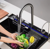 Évier de cuisine intelligent en acier inoxydable avec affichage numérique et fonction cascade