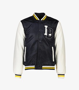 Chaqueta universitaria de satén de lujo para hombre, abrigo de bombardero de diseñador con cuello levantado a la moda de calle Retro con logotipo frontal, ropa de hombre de moda - Product Image 4