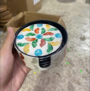 Decorative Mother of Pearl Inlaid <b>Coaster</b> Handmade for Home and Hotel Use - Product Image 1