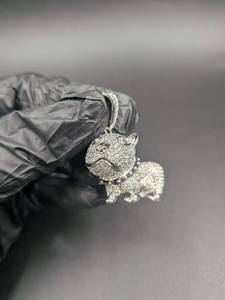 Pendentif Moissanite Chien Animal Bling Breloque Chiot Diamant Rond Hip Hop en Argent 925 Bijoux Fins Pendentifs & Breloques - Product Image 3
