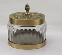 Boîte de rangement en verre en laiton avec couvercle boîte de stockage de nourriture fabricant décoratif Design fait à la main fabriqué en Inde