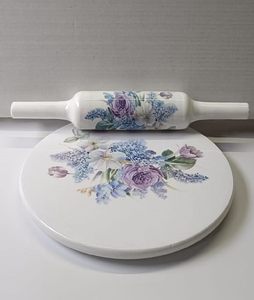Ensemble de chakla belan artisanal décoratif et écologique |   Rouleau à pâtisserie en bois à motif floral |   Four à micro-ondes, compatible avec les fours traditionnels - Product Image 1