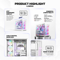 FANTECH casing PC Gaming GPU, CG85 ATX 400mm GPU Mid Tower 270 derajat tampilan panorama Panel magnetik kaca Tempered 6 RGB