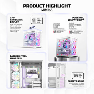 Fantech CG85 <span class=keywords><strong>ATX</strong></span> 400มม. เคสพีซีสำหรับเล่นเกมขนาดกลางระดับ270องศามุมมองแบบพาโนรามาแผงแม่เหล็กกระจกนิรภัย6เคสสำหรับแฟนๆ - Product Image 5