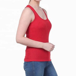 Women's Customized Color Breathable Polyester/Cotton Anti-shrink Tank <b>Top</b> Casual Fitness Wear Front Logo Knitted Fabric Made - Product Image 2