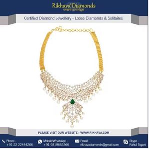 Qualité assurée prix imbattable collier de diamants en or jaune 14kt pour les cérémonies de fiançailles collier de prix imbattable - Product Image 2