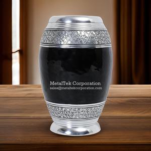 โกศสำหรับงานศพผู้ใหญ่ทำจากอลูมิเนียมโลหะพร้อมฝาสำหรับใส่เถ้ากระดูกสีดำดีไซน์ใหม่ - Product Image 3