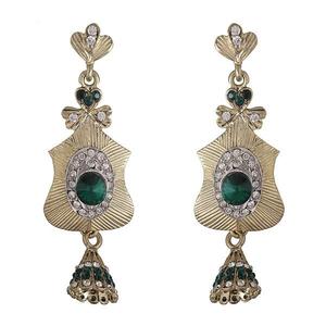 Kriaa 1302132 <b>Green</b> Austrian Stone Gold Plated <b>Chandelier</b> Earrings Fashion Dangler Dangle Jewelry - Product Image 1