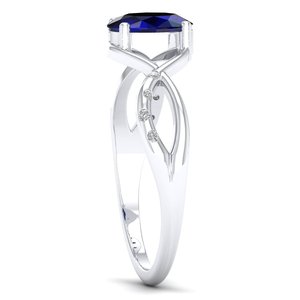 แหวนเพชรพลอยสีน้ำเงินทรงรี 0.75 กะรัต ดีไซน์หรูหรา REYES ทองคำแท้ 14K สำหรับผู้หญิง พร้อมใบรับรอง GRA และเครื่องประดับโมอิสซาไนต์ - Product Image 3