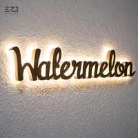 Enseigne murale de bureau personnalisée EZD en métal noir avec halo lumineux, affichage intérieur/extérieur, enseigne 3D personnalisée rétroéclairée par LED