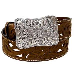 Ceinture de mode pour femme Angel Ranch 1 1/2" marron en cuir véritable avec ceinture Cartridge Belt - Product Image 5