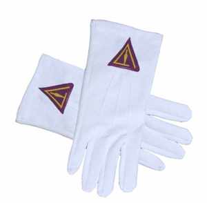 Guantes de cuero suave blanco Masonic Regalia con guantes de brújula cuadrada Guantes bordados Masonic Past Masters - Product Image 2