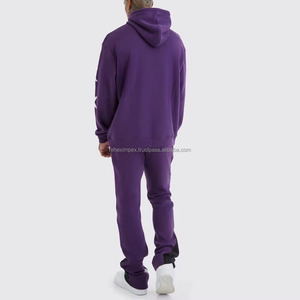 Survêtement d'hiver pour hommes en gros logo bouffant personnalisé, polaire épaisse, motif solide, tissu respirant - Product Image 4
